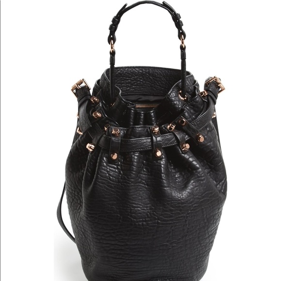 Alexander Wang Black 'Diego’ Drawstring Bucket Bag - Picture 1 of 2